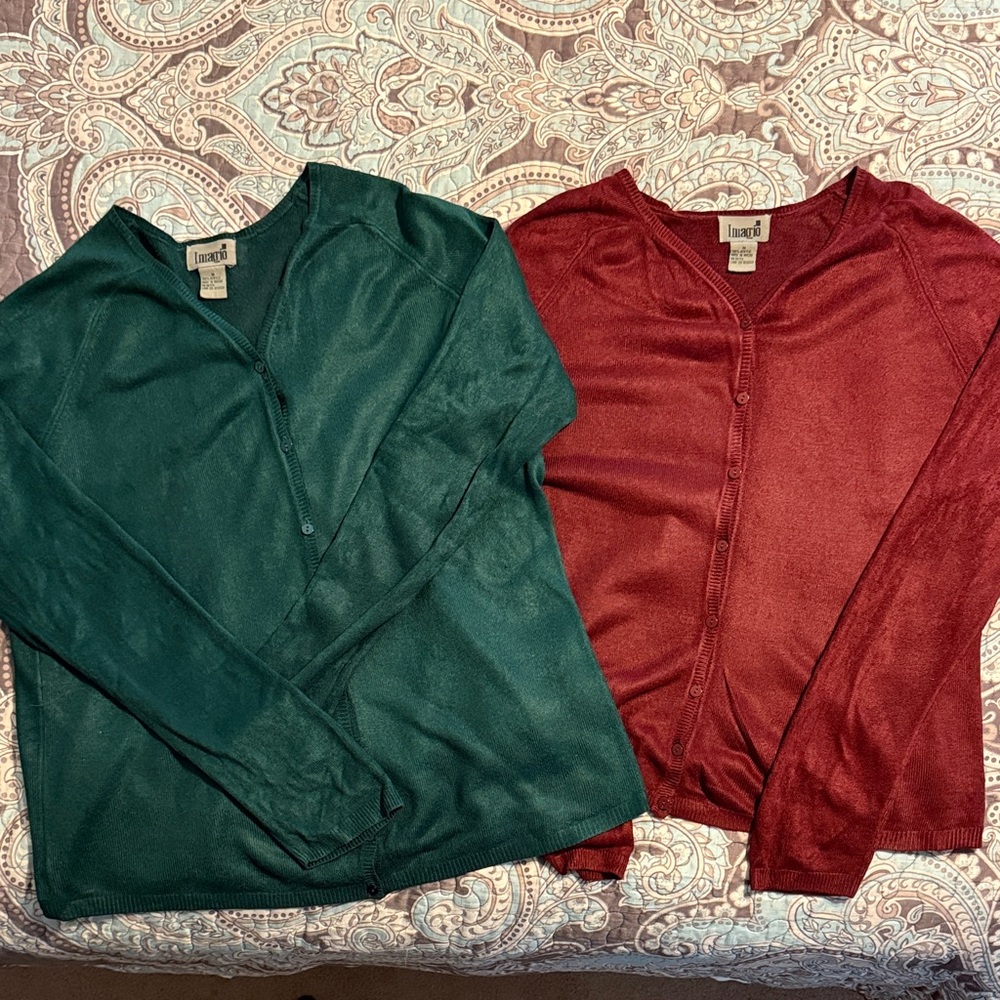 2 Imagro Teal and Burgundy Cardigan Lightweight Sweaters